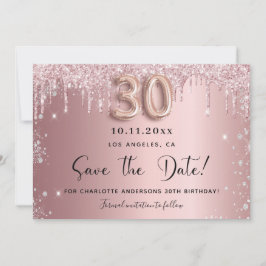 30. Geburtstag rot pink silber Save the Date