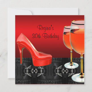30. Geburtstag Rote Schuhe Hi Heelses Weinglas Einladung