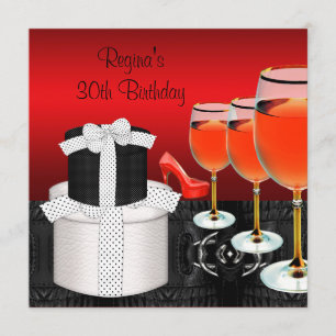 30. Geburtstag Rote Schuhe Hi Heelses Weinglas Ges Einladung
