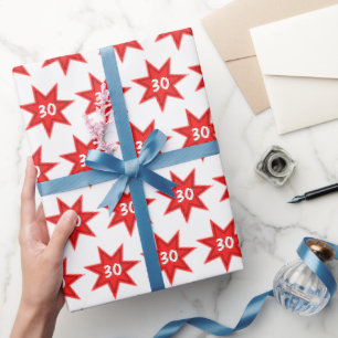 30. Geburtstag Roter Stern  Geschenkpapier