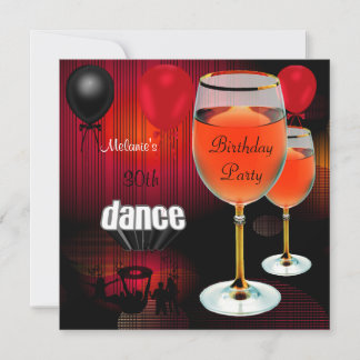 30. Geburtstag Roter Wein Glas Tanzballons Einladung