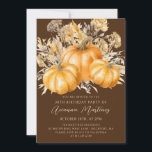 30. Geburtstag Rustic Boho Pumpkin Fall Foliage Einladung<br><div class="desc">Elegante Orangenkürbis in Aquarellfarben,  eingebettet in eine Vielzahl von Laub- und Blume. Ein dunkel,  reich braun gehaltener Hintergrund bildet einen perfekten Rahmen. Ideal für eine Herbstfeier.</div>