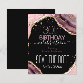 30. Geburtstag Save the Date Pink Agate Budget
