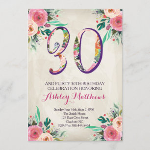 30. Geburtstag Schöne Flora Einladung, Einladung
