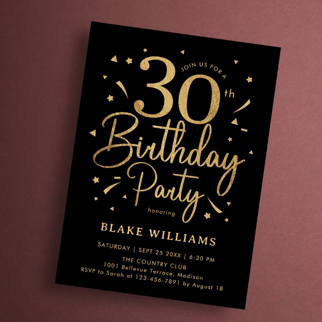 30. Geburtstag Schwarz Gold Einladung (Von Creator hochgeladen)