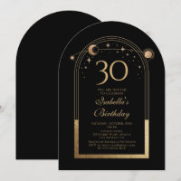 30. Geburtstag Schwarz Gold Himmels-Sonne Mond Ste