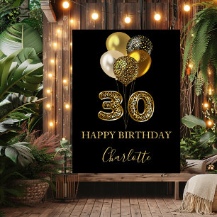 30. Geburtstag Schwarz Gold Leopardendruck Poster