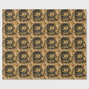 30. Geburtstag Schwarz und Gold Thema Geschenkpapier