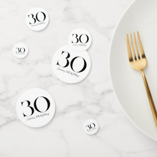 30. Geburtstag Schwarz und Weiß Konfetti