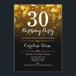 30. Geburtstag - Schwarz-weiß Gold Einladung<br><div class="desc">Einladung zum 30. Geburtstag. JEDES ALTER Elegantes Schwarz-weißes Design mit Imitate Glitzer goldenen Buckellampen. Erwachsener Geburtstag. Enthält Diamanten und Skript-Schriftart. Männer oder Frauen laden ein. Ideal für eine stilvolle Geburtstagsfeier. Nachricht,  wenn Sie weitere Anpassungen benötigen.</div>