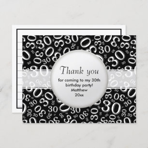 30. Geburtstag: Schwarz/Weiß Zahlenmuster