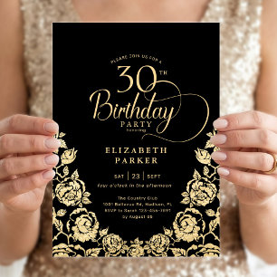30. Geburtstag Schwarze Rose Einladung