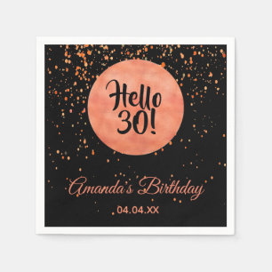 30. Geburtstag schwarze Rose Gold Konfetti hallo 3 Serviette