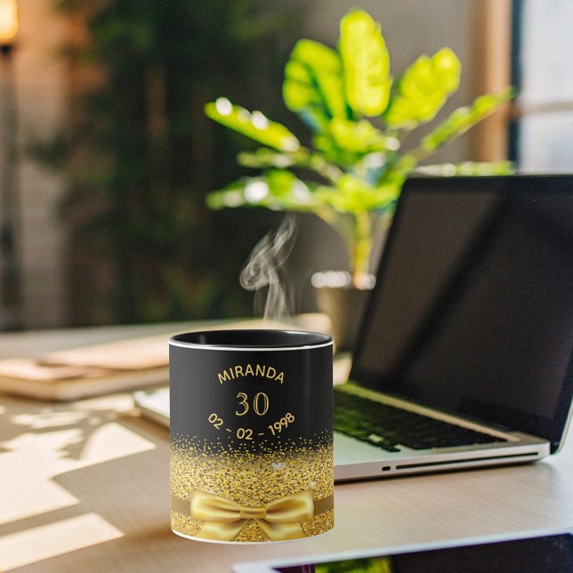30. Geburtstag schwarzer Goldbug Tasse (Von Creator hochgeladen)