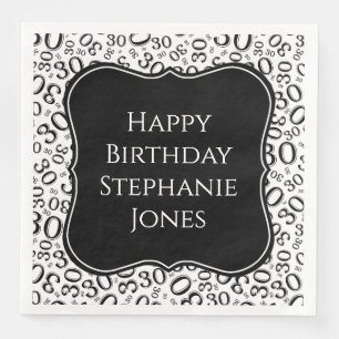 30. Geburtstag Schwarzes Random Muster 30 Serviette