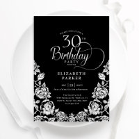 30. Geburtstag Schwarzes Silber Rose