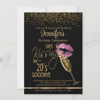 30. Geburtstag Sie küsst ihre 20's Goodbye - Pink Einladung
