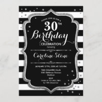 30. Geburtstag - Silberne Schwarz-weiße Streifen