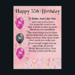 30. Geburtstag Sister Gedicht Postkarte<br><div class="desc">Ideal für eine 30-jährige Schwester.</div>