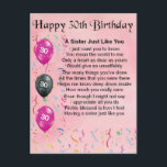 30. Geburtstag Sister Gedicht Postkarte<br><div class="desc">Ideal für eine 30-jährige Schwester.</div>