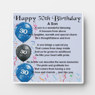 30. Geburtstag Sohn Gedicht Tafel Fotoplatte