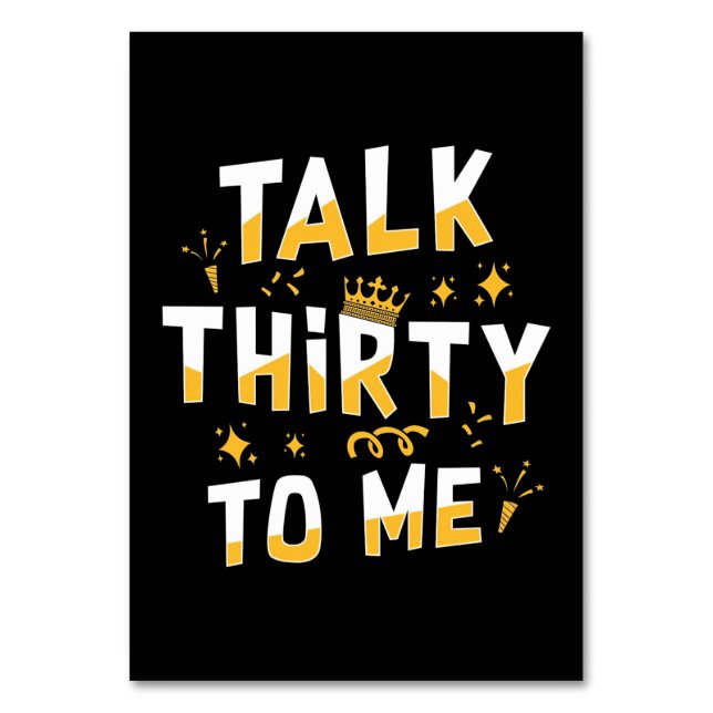 30. Geburtstag | Sprich dreißig mit mir Tischnummer (Vorderseite)