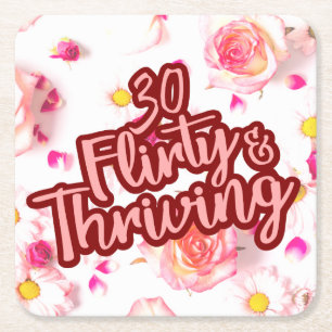 30. Geburtstag Thirty Flirty and Thriving Lustig P Rechteckiger Pappuntersetzer