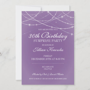 30. Geburtstag Überraschung Party Lila String Ligh Einladung