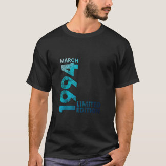 30. Geburtstag Vintag 1994 März 30 Jahre Männer Fr T-Shirt