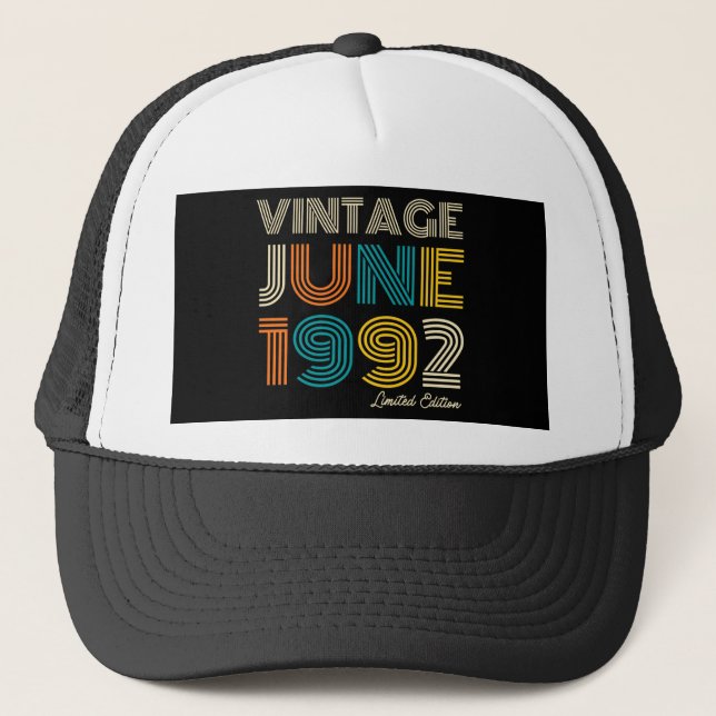 30. Geburtstag Vintag Juni 1992 Limited Edition Truckerkappe (Vorderseite)
