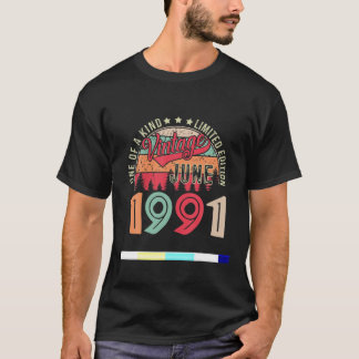 30. Geburtstag Vintager Juni 1991 30 Jahre alt für T-Shirt