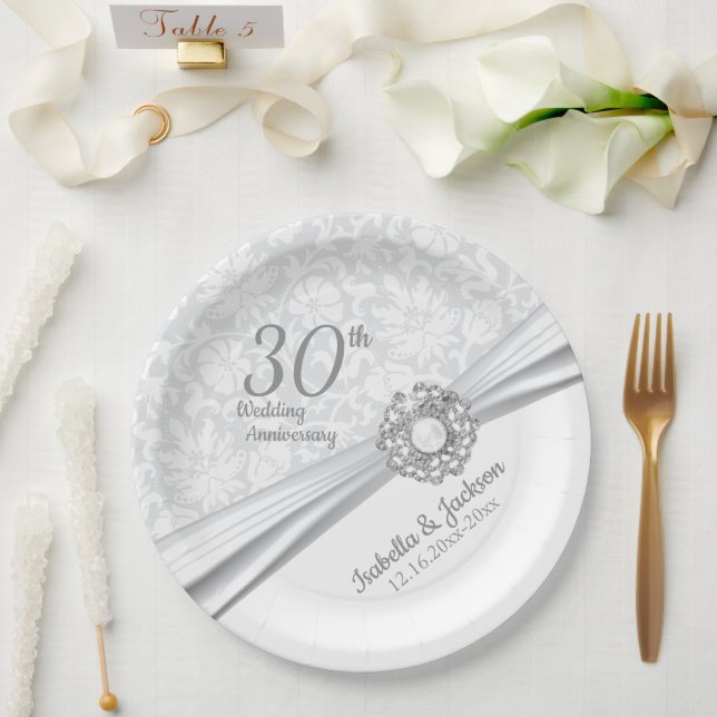 30. Geburtstag von Pearl Jewel Wedding Pappteller (Hochzeit)