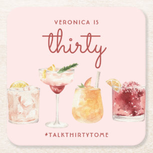 30. Geburtstag Wasserfarbencocktail-Untersetzer Rechteckiger Pappuntersetzer