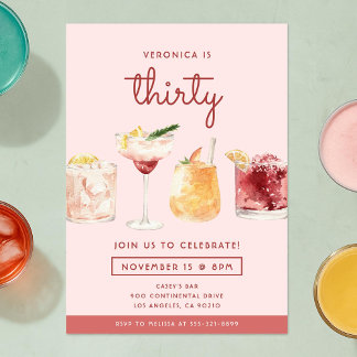 30. Geburtstag Wasserfarbencocktails Einladung