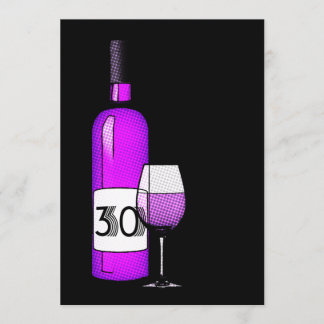 30. Geburtstag: Weinflasche und Glas Einladung