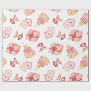 30. Geburtstag weiß und rosa Geschenkpapier