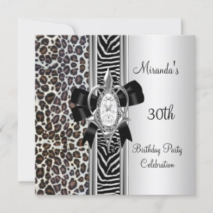 30. Geburtstag Wild Animal Print Diamond Bow Einladung