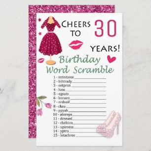 30. Geburtstag Word Scramble Game