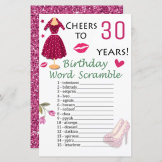 30. Geburtstag Word Scramble Game
