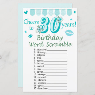 30. Geburtstag Word Scramble Game