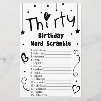 30 Geburtstag Word Scramble Game