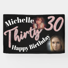 30. Geburtstag zwei Foto Drehbuch Rose pink Banner
