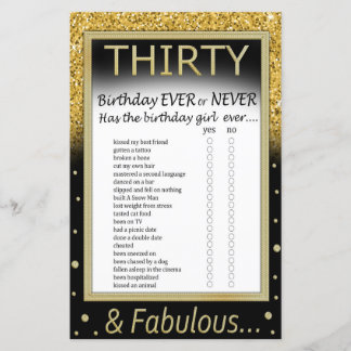 30 Geburtstage je oder nie gespielt