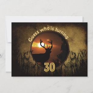 30. GEBURTSTAGEINLADUNG - Sonnenuntergang, Hirsch, Einladung