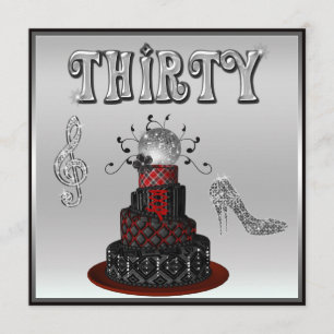 30. Geburtstags-Disco-Diva-Kuchen-Schein-Heels Einladung