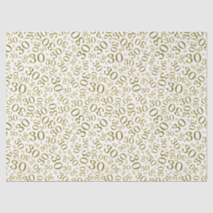 30. Geburtstags-Gold/weißes Collagen-Zahl-Muster Seidenpapier
