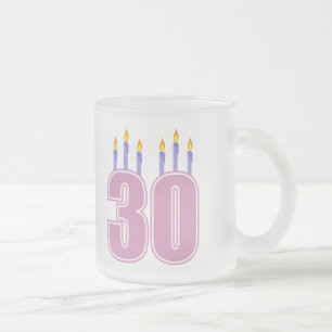 30 Geburtstags-Kerzen (Rosa/Lila) Mattglastasse