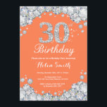 30. Geburtstags-Koralle und Silber-Diamant Einladung<br><div class="desc">30. Geburtstags-Einladung. Korallen-und Silber-diamante de imitación-Diamant. Eleganter Geburtstags-heftiger Schlag laden ein. Erwachsener Geburtstag. Frauen-Geburtstag. Mann-Geburtstag. Für weitere Kundenbezogenheit klicken Sie bitte "besonders anfertigen es" Knopf und benutzen unser Entwurfswerkzeug,  um diese Schablone zu ändern.</div>