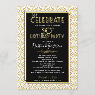 30. Geburtstags-Kunst-Deko Gatsby Einladung