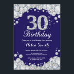 30. Geburtstags-Marine-Blau und Silber-Diamant Einladung<br><div class="desc">30. Geburtstags-Einladung. Marine-Blau und Silber-diamante de imitación-Diamant. Eleganter Geburtstags-heftiger Schlag laden ein. Erwachsener Geburtstag. Frauen-Geburtstag. Mann-Geburtstag. Für weitere Kundenbezogenheit klicken Sie bitte "besonders anfertigen es" Knopf und benutzen unser Entwurfswerkzeug,  um diese Schablone zu ändern.</div>